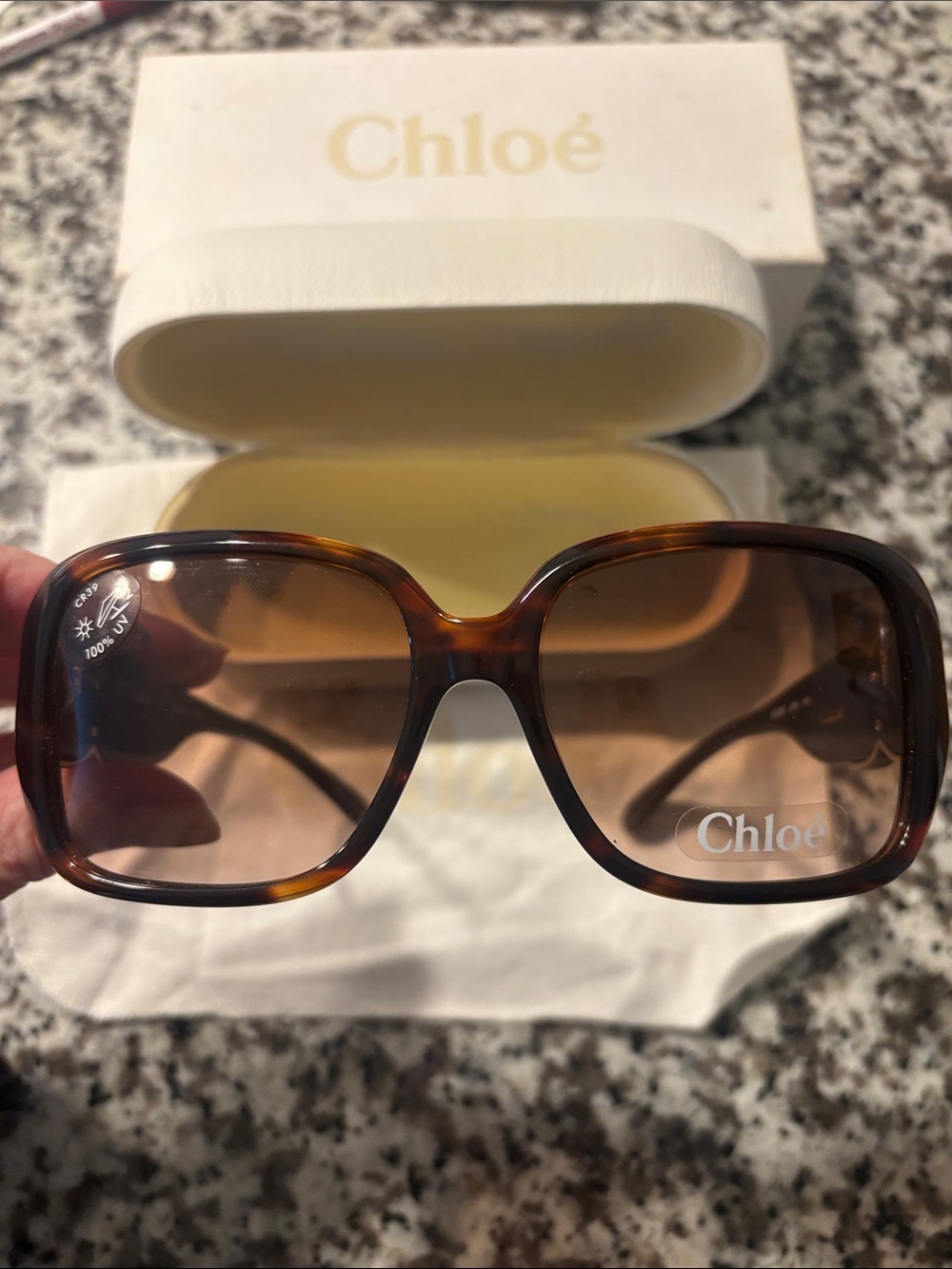 Chloe Oversized BOHO Brown Tortoiseshell Marcie Sunglasses - NIB